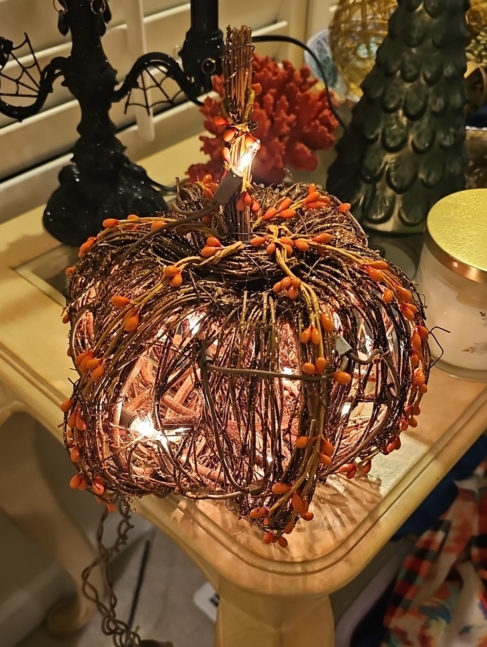 Rustic Orange Harvest Pumpkin Light Plug In Brand New 24"D X 11"H Approx.